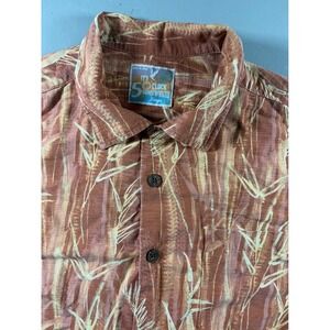 It's 5 O'Clock Somewhere Hawaiian Shirt Mens Large Orange 100%‎ Silk Tropical SS